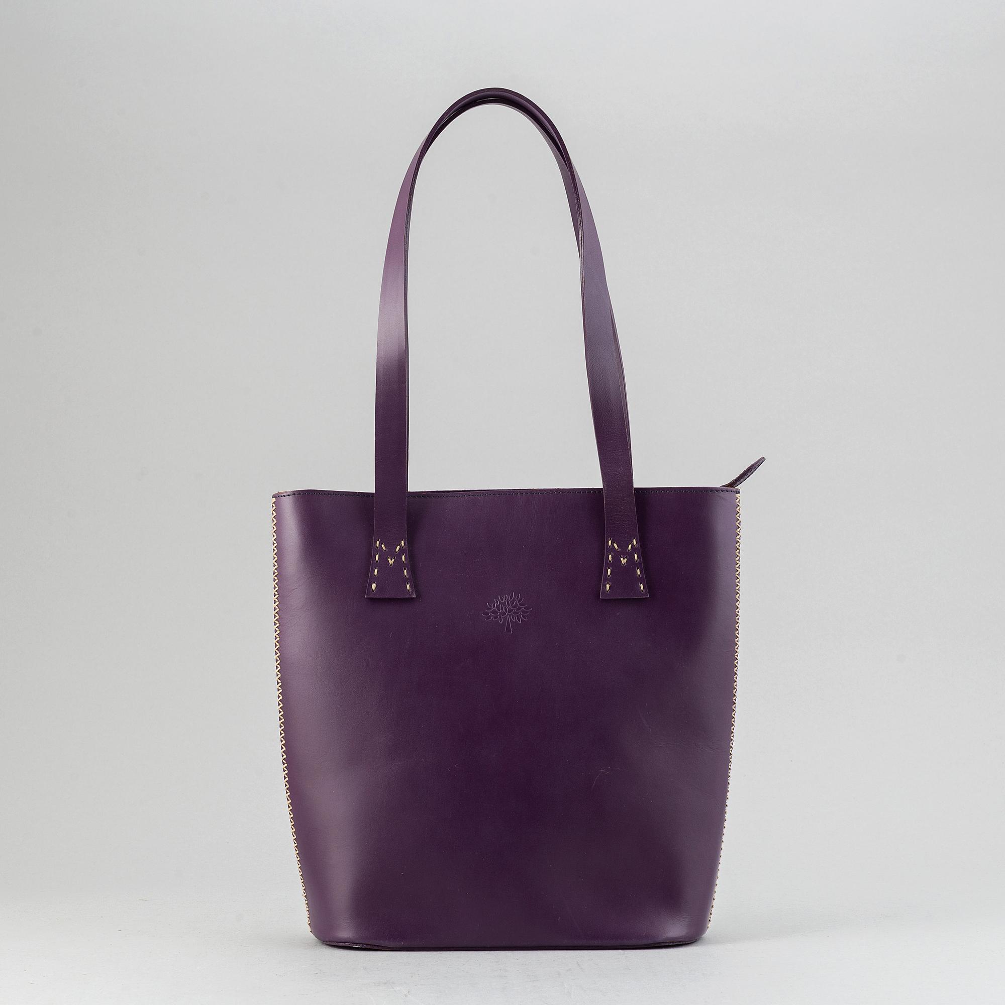 Mulberry, a purple leather handbag.