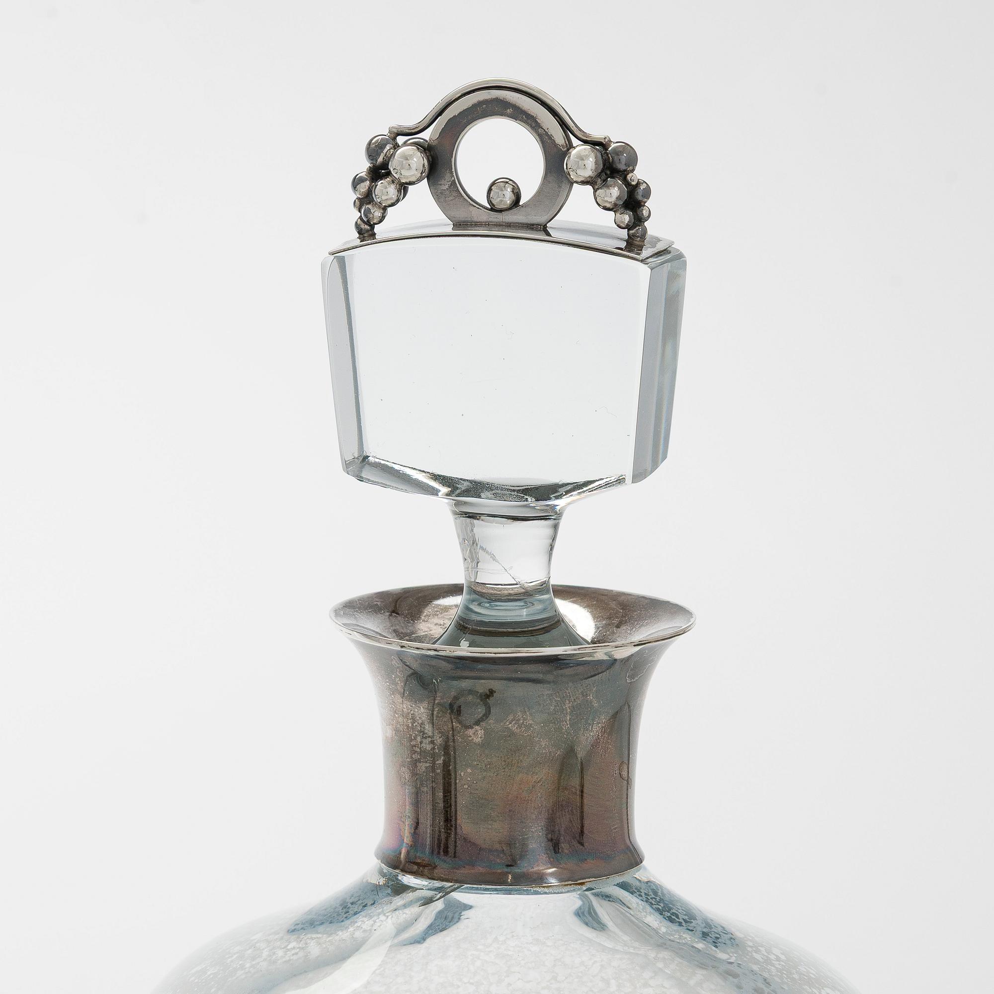 Aage Weimar, cocktail- och serverings set, 7 delar, sterlingsilver och glas, Danmark 1900-talets mitt.