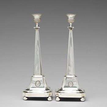 197. A pair of 18th century silver candlesticks, mark of Nils Tornberg 1797.