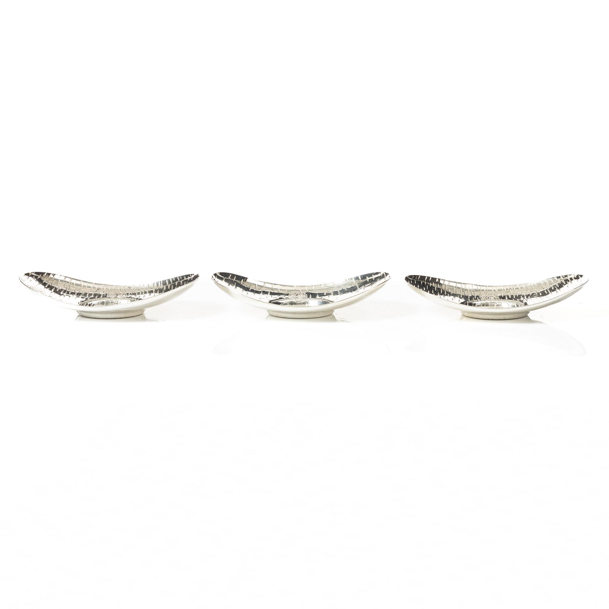 Fat, tre stycken, silver, Japan, 1900-tal.