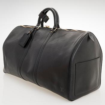 LOUIS VUITTON, Black Epi Leather Keepall 55 Bag.