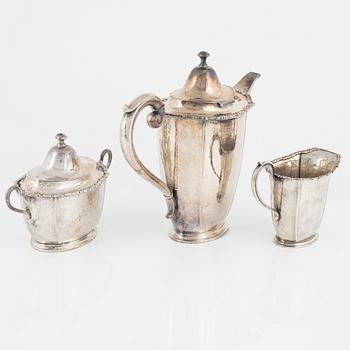 Kaffeserivs, 3 delar, silver, Wilhelm T. Binder, Tyskland, 1900-tal.