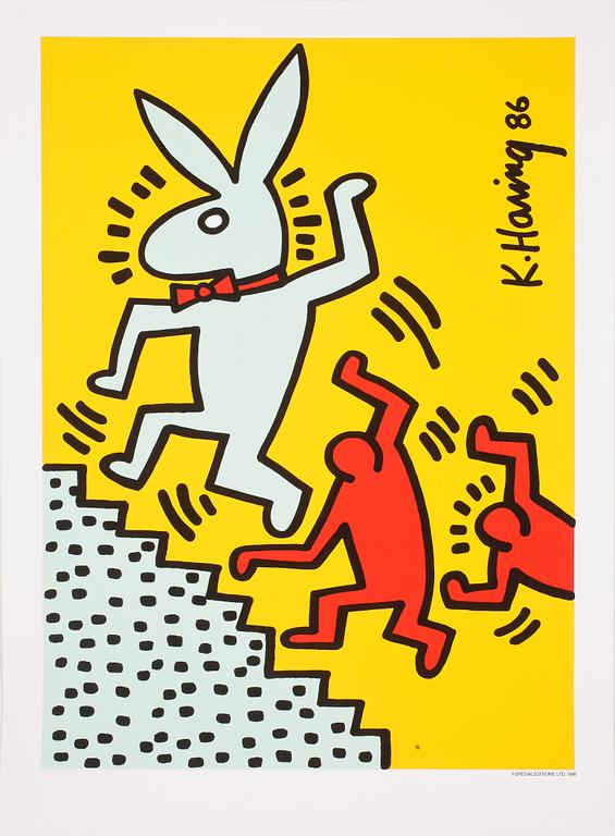 KEITH HARING (Efter), färgserigrafi, utgiven av Special Editions Limited för Playboy, 1990.