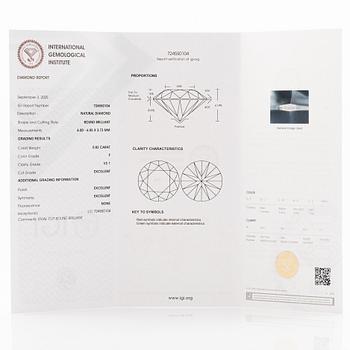 Earrings, single-stone earrings in 18K white gold with brilliant-cut diamonds, accompanied by IGI report.