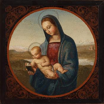 102. MIKROMOSAIK, efter Rafaels sk Conestabile Madonna, Italien, 1800-tal.