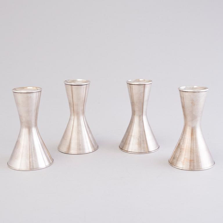 TAPIO WIRKKALA, two pairs of numbered sterling silver candlesticks for Kultakeskus 1998.