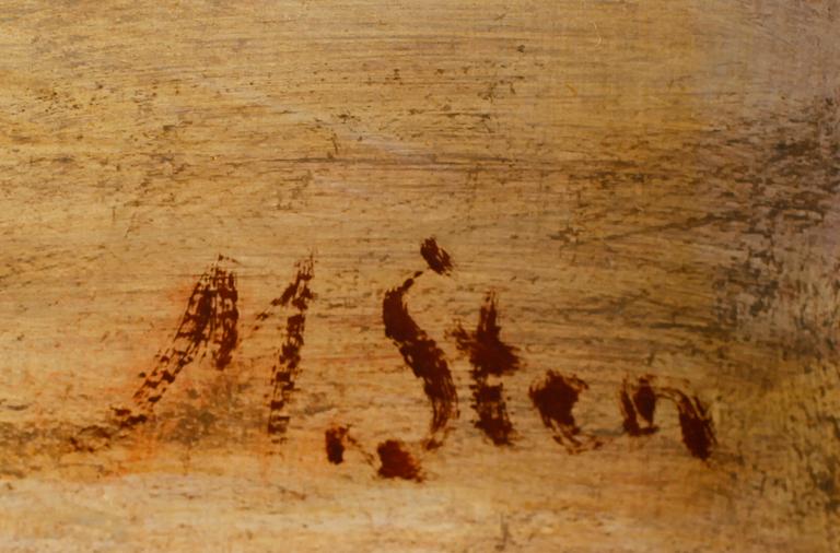 OKÄND KONSTNÄR, olja på pannå, signerad M Sten, 1900-talets första hälft.