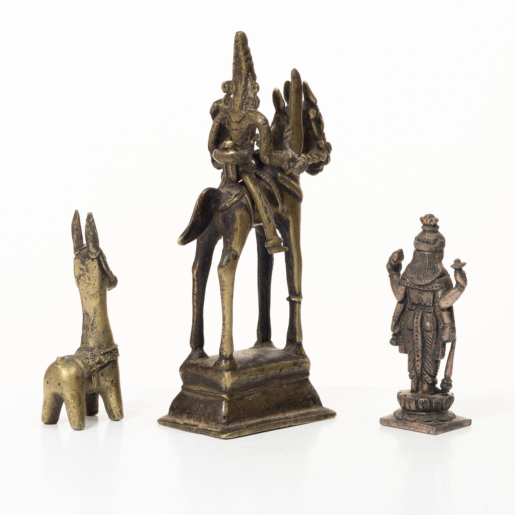 A group of six Indian metal figures, 20th century.