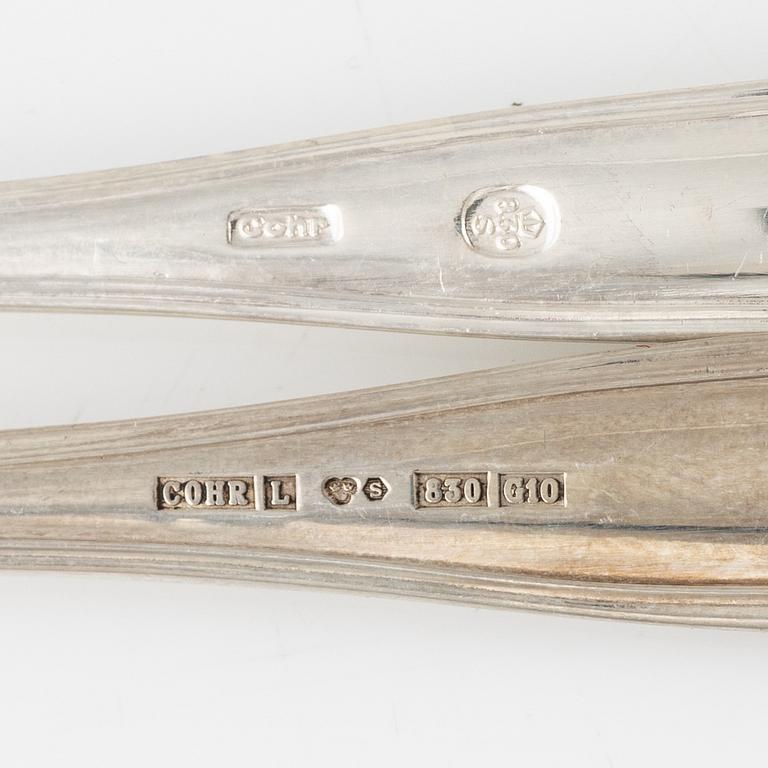 A Silver Cutlery, model Sachsisk, Cohr, second half of the 20th century (23 pieces).
