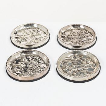 Guldsmedsaktiebolaget (GAB), Ashtrays, 4 pieces, silver and Bakelite, Stockholm, 1946–1968.