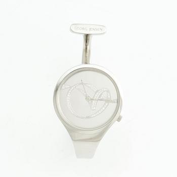 Vivianna Torun Bülow-Hübe, armbandsur, Georg Jensen, jubileumsutgåva, stål med briljantslipade diamanter, design nr 326, edition 027/100.