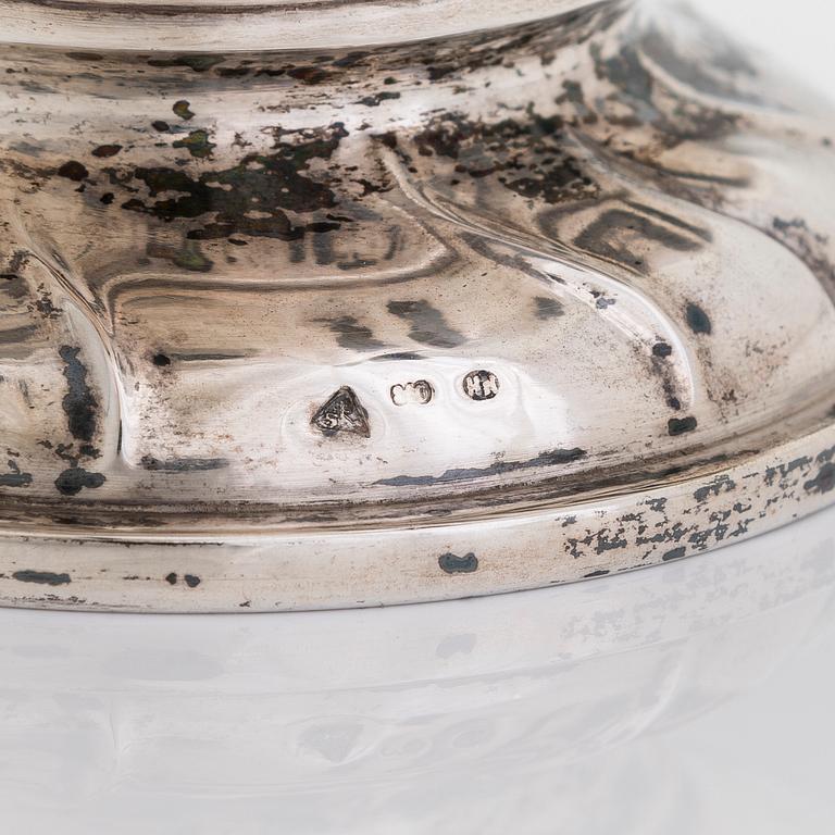 Te- och kaffeservis på bricka, silver, totalt 6 delar, silver, Tjeckoslovakien 1929-1941.