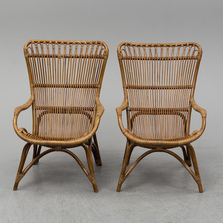 A pair of bamboo and rattan easy chairs, Sika-Design.