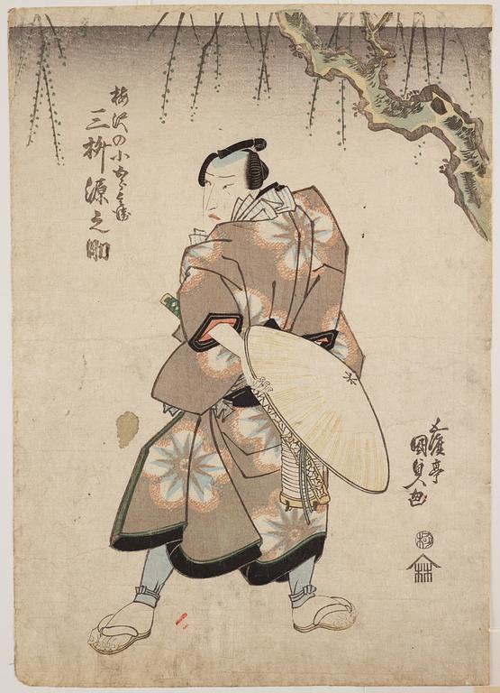 UTAGAWA KUNISADA (1786–1864), two coloured woodblock prints. Japan, 19th century.
