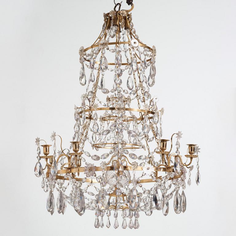 A Gustavian late 18th century eight-light chandelier.