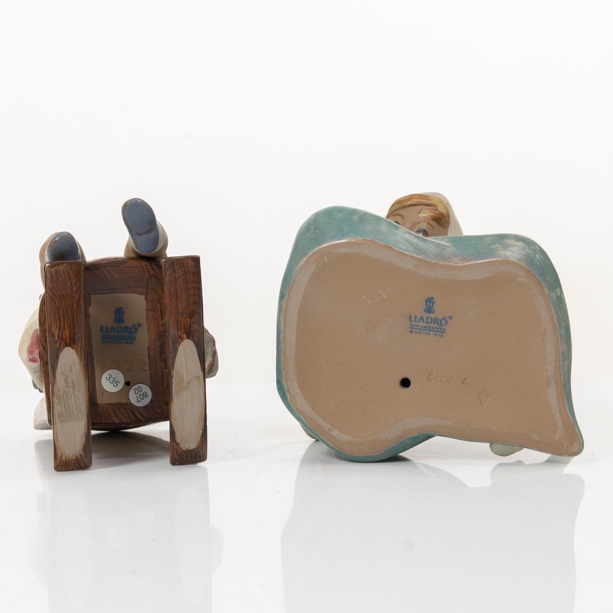 Lladró, five figurines, including "Arctic friends", "Arctic allies", "The old fishing hole", Spain.