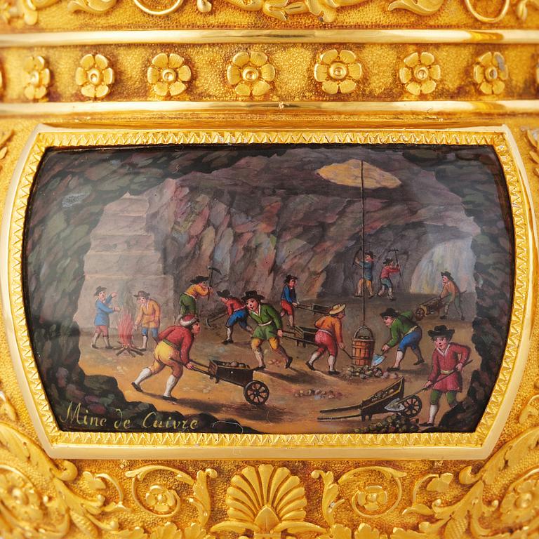 Paradkopp med fat, "The Demidoff cup", guld och emalj, Gabriel-Raoul Morel, Paris, daterad 1824.