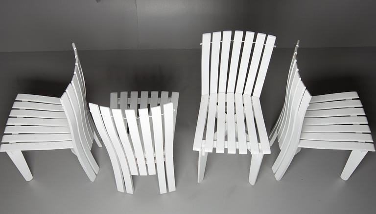 TRÄDGÅRDSMÖBLEMANG,  5 delar, "Aurinko-serien", design Alvar Aalto, Artek, 1980-tal.