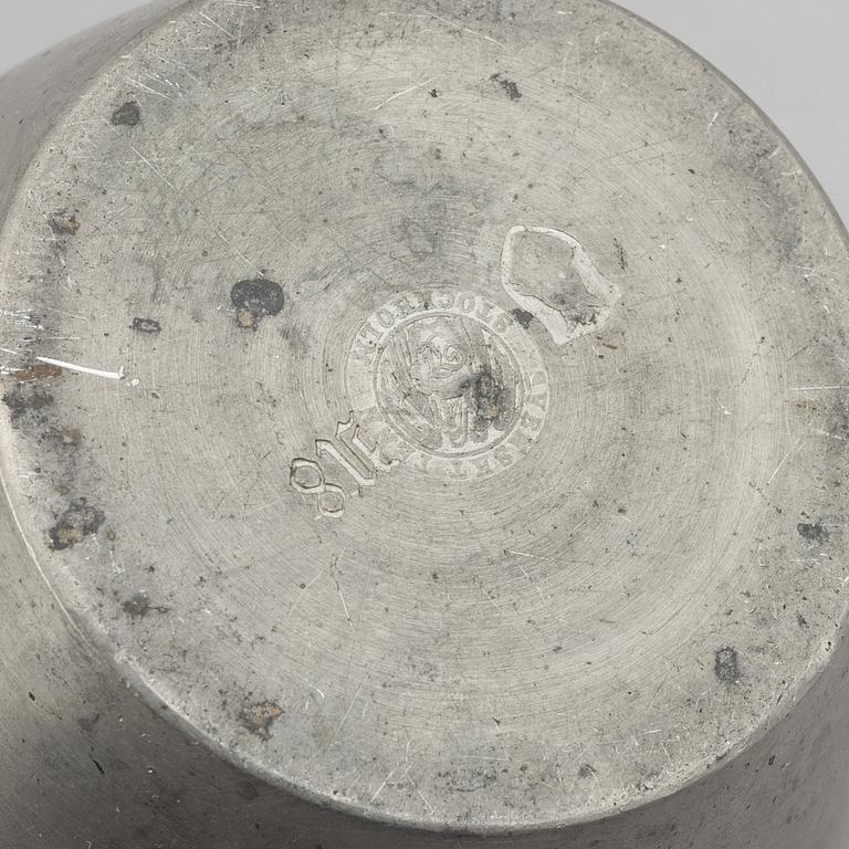 Nils Fougstedt, a pewter and brass vase, model "A 1240", Firma Svenskt Tenn, Stockholm 1939.