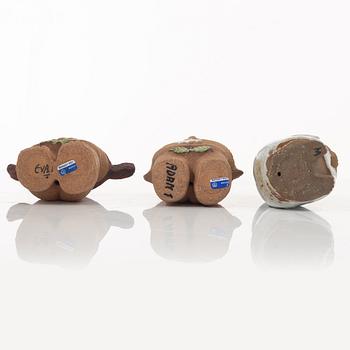 Lisa Larson, figuriner, 3 st, stengods, Gustavsberg.