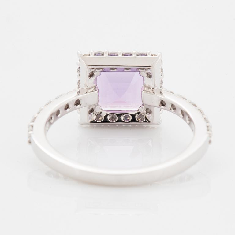 Amethyst and brilliant-cut diamond ring.