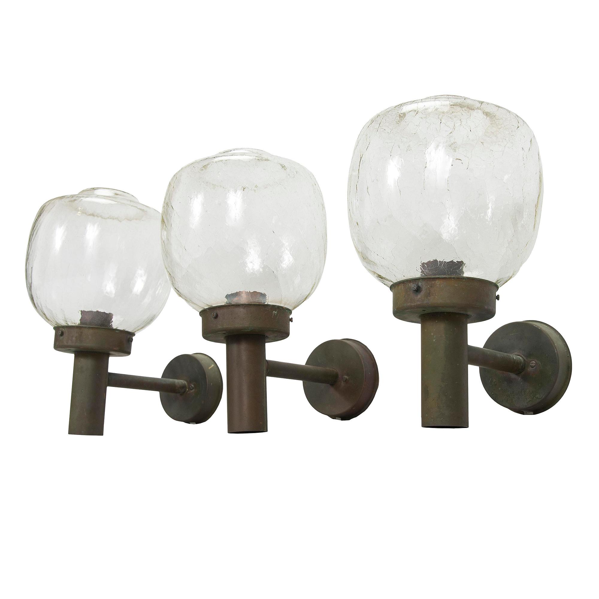 Lisa Johansson-Pape, A set of three 1970s outdoor wall lights '140-015' for Stockmann Orno.