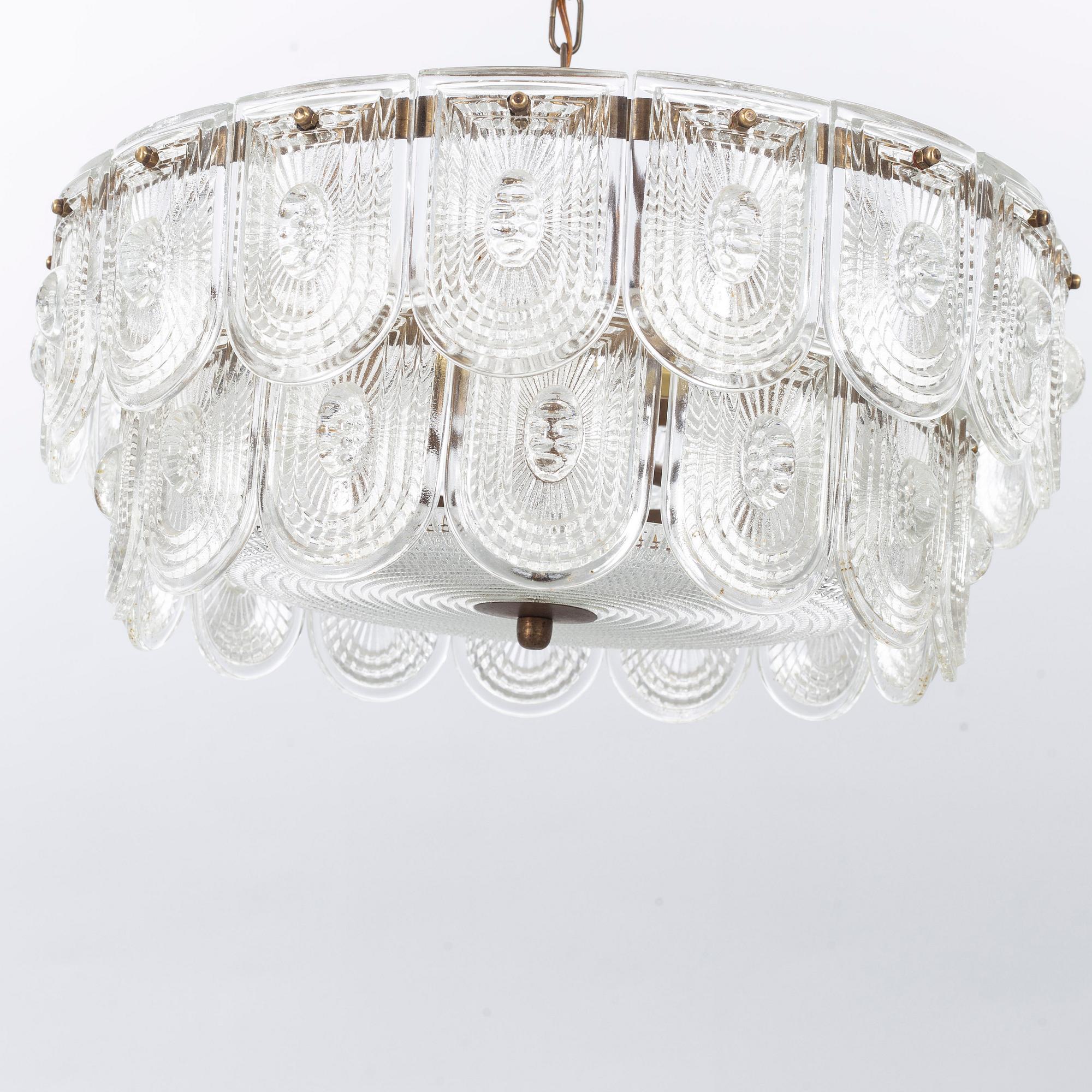 A second half ot the 20th century, probably Orrefors ceiling lamp.