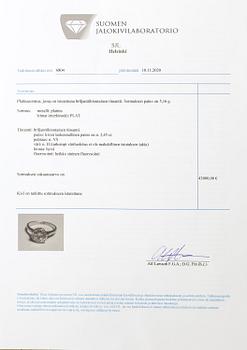 Sormus, platinaa, briljanttihiontainen timantti n. 2.45 ct.