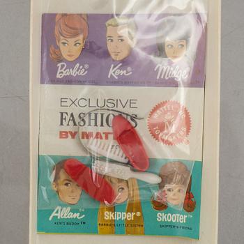 Barbie dolls, 5 pcs, including "Barbie Swirl Ponytail Blonde" & "Skipper Red Hair", Mattel, 1960s.