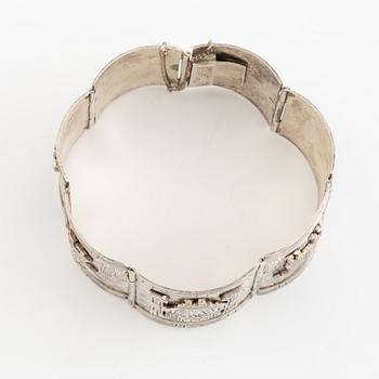 Collier och armband, sterlingsilver, Peru.