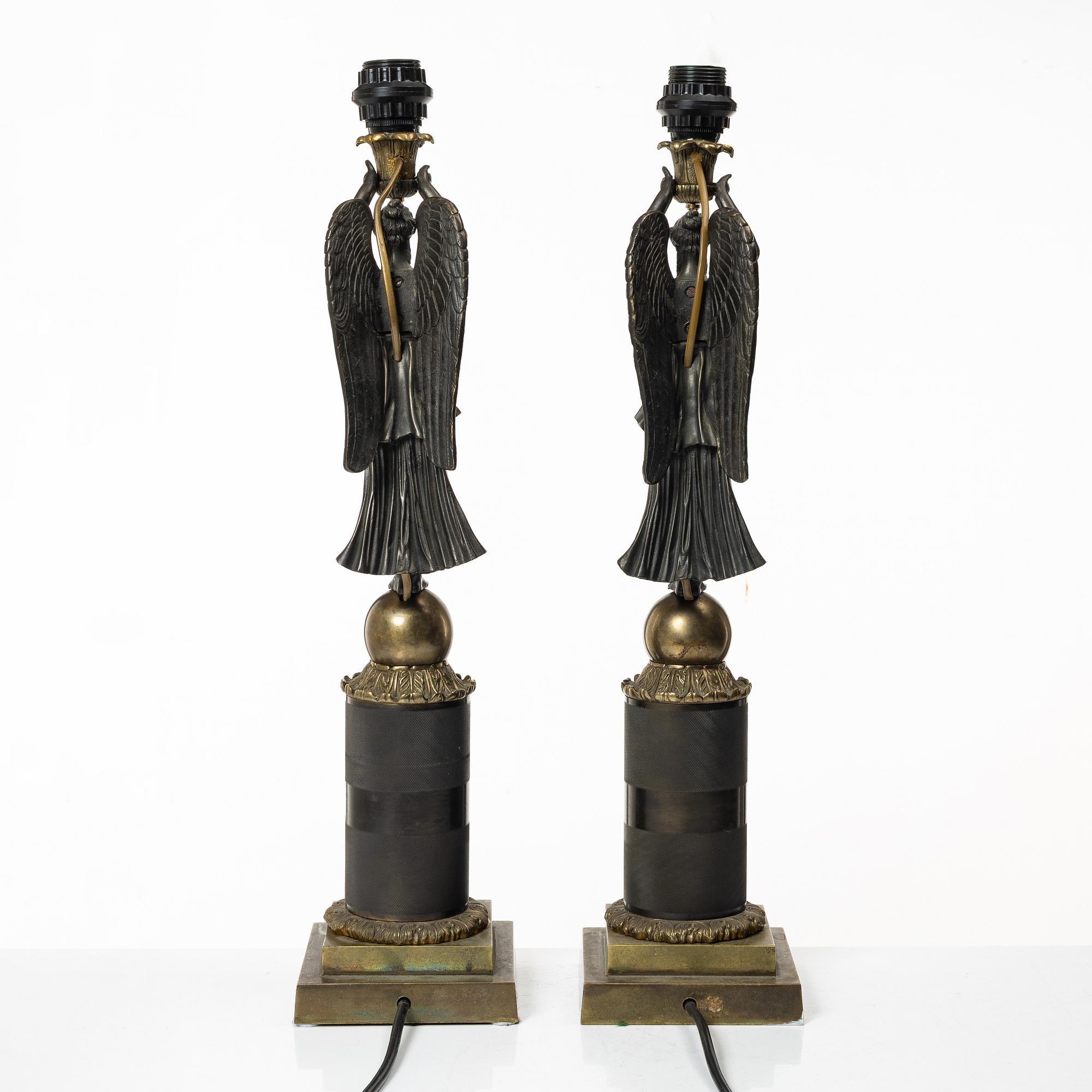 A pair of Empire style table lamps, circa 1800.