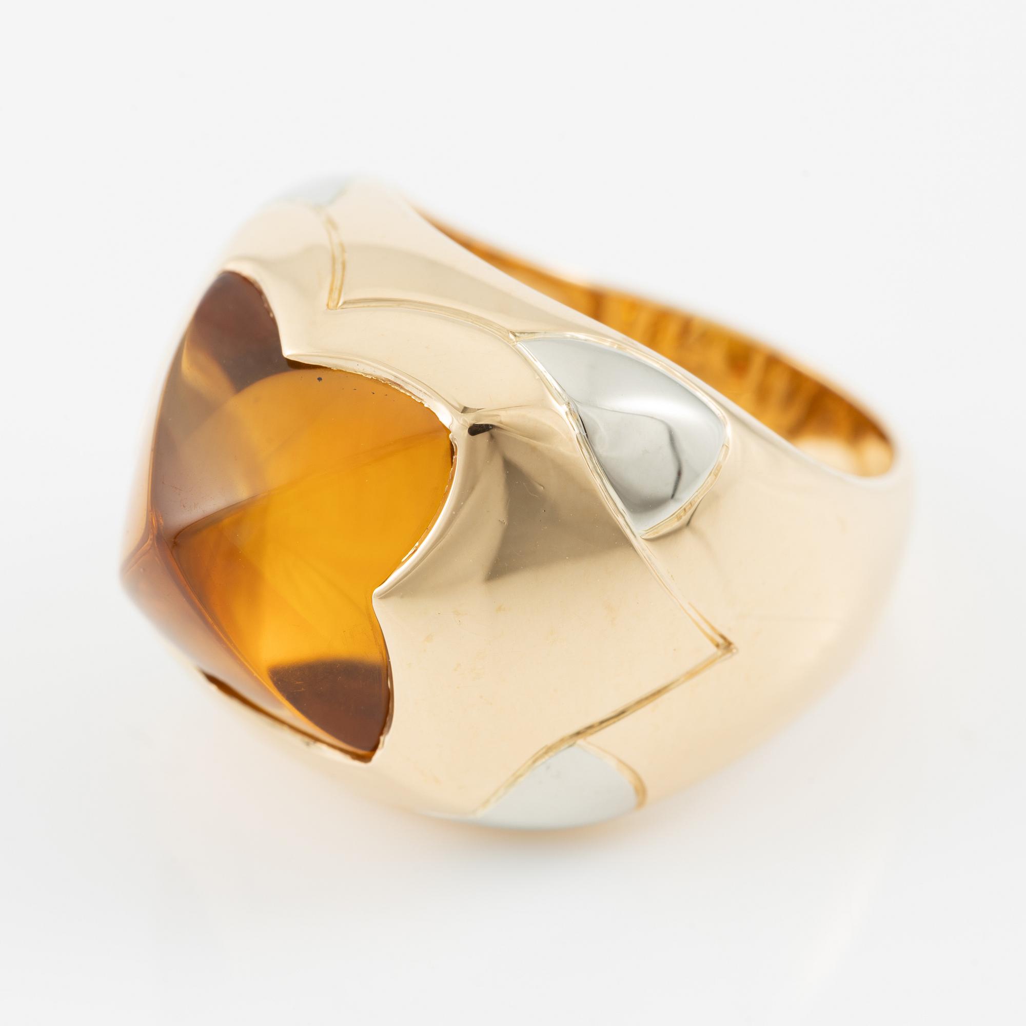 Bulgari, ring, "Pyramid", 18K gold with citrine.