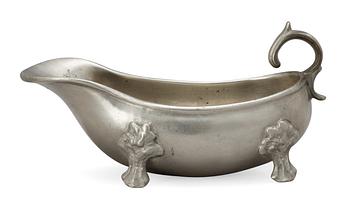 A pewter sauce-boat by Adolph Helledaij, Jönköping 1791.