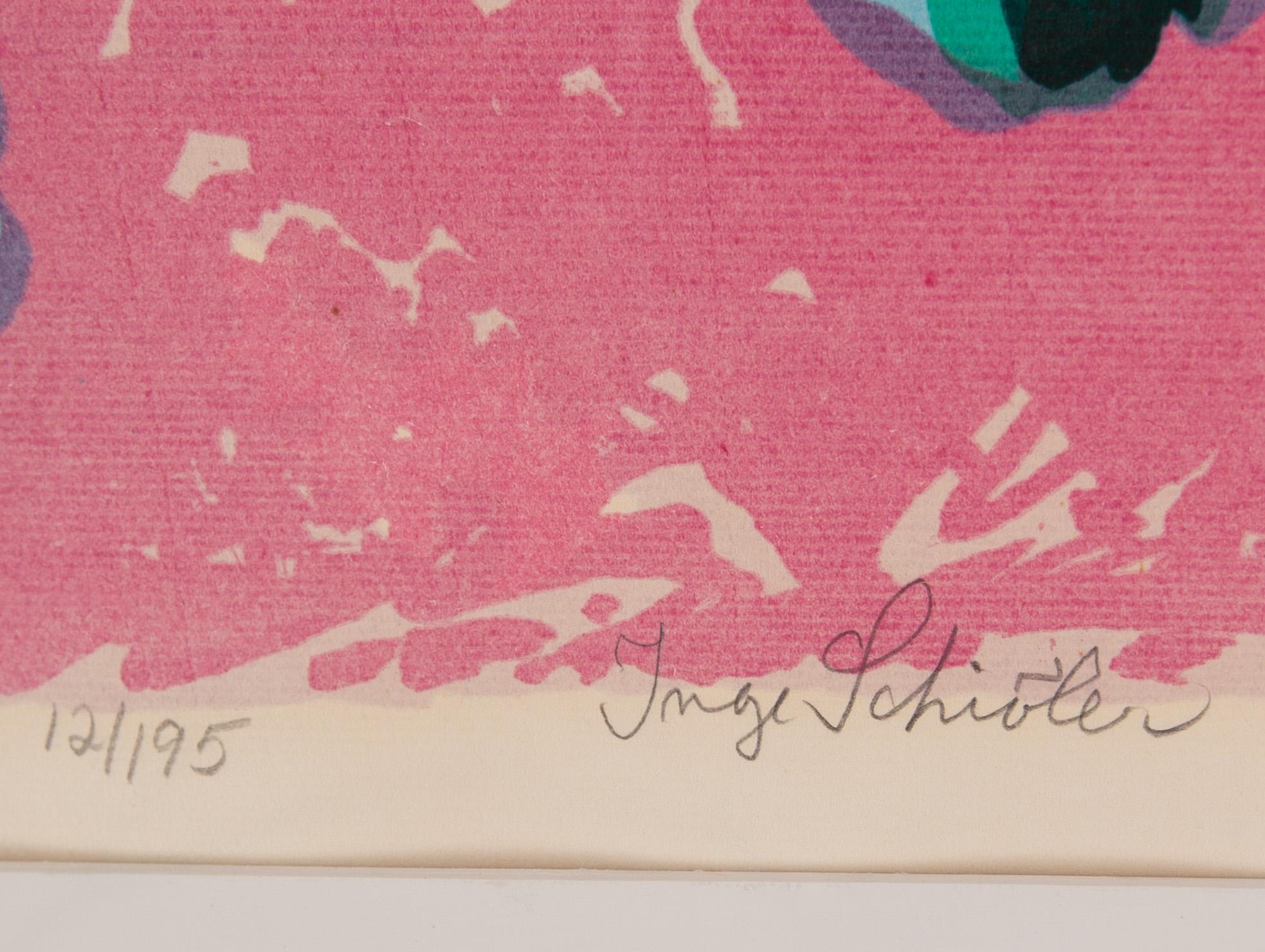 Inge Schiöler, lithograph in colours, signed 12/95.