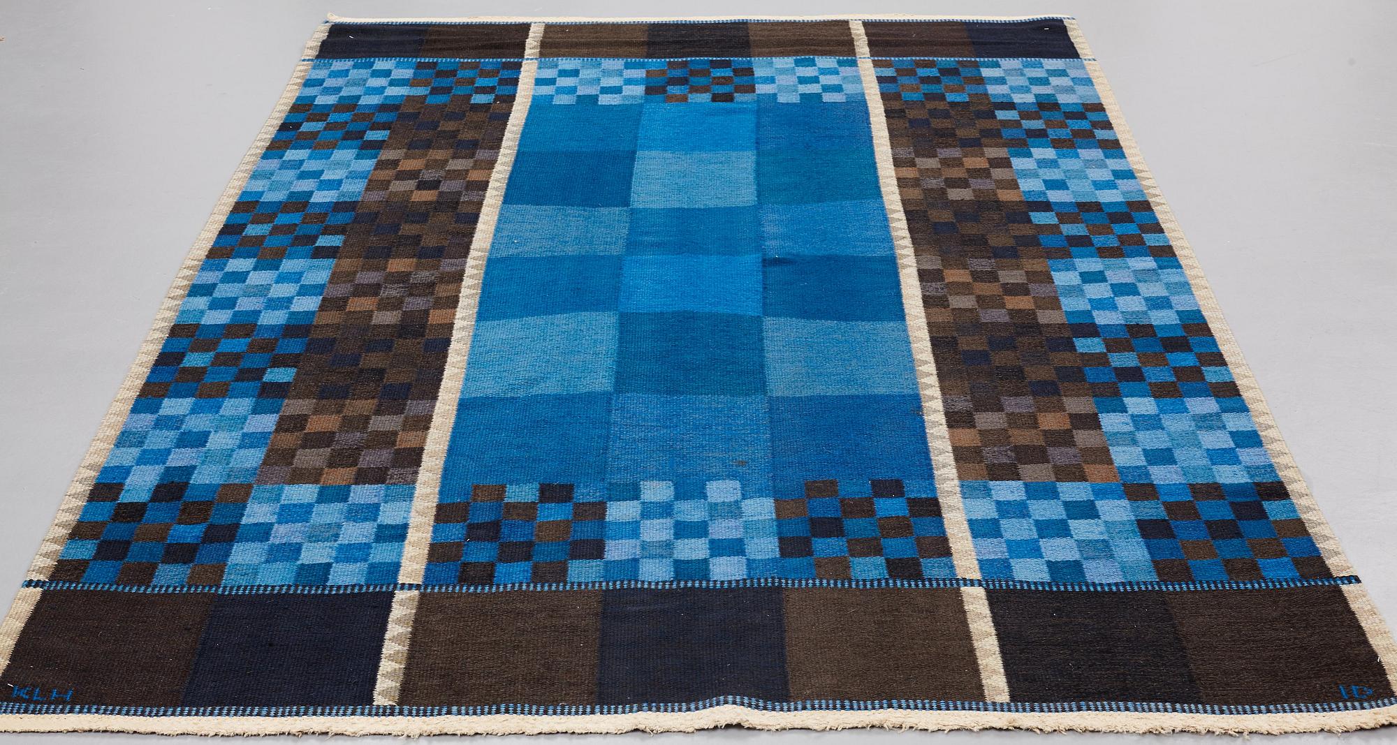 Ingrid Dessau, MATTO, flat weave, ca 269 x 175 cm, signerad KLH ID (Kristianstad Läns Hemslöjd, Ingrid Dessau).