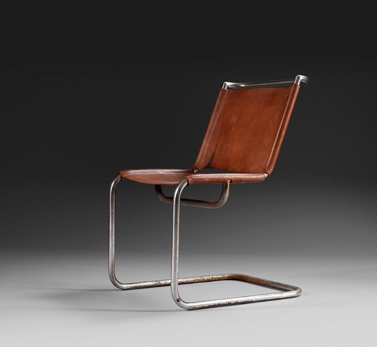 A Sven Markelius tubular steel chair by Stockholms Nya Järnsängsfabrik, ca 1930.