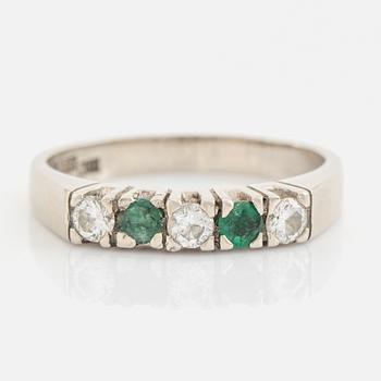 Brilliant cut diamond and emerald ring.