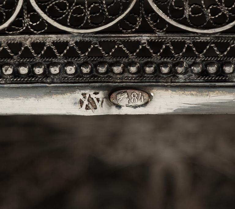 A Russian 20th century filigree-casket, unknown makers mark, Vladikavkas.