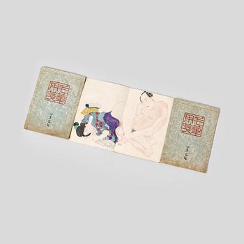 342. A Shunga album with 12 coloured images by School of Utagawa Kunisada, 19th century.