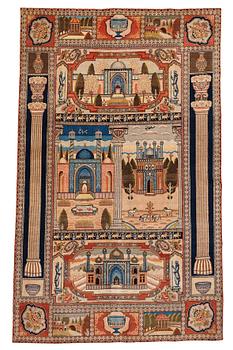 281. A carpet, semi-antique Tabriz figural, ca 321,5 x 199,5 cm.