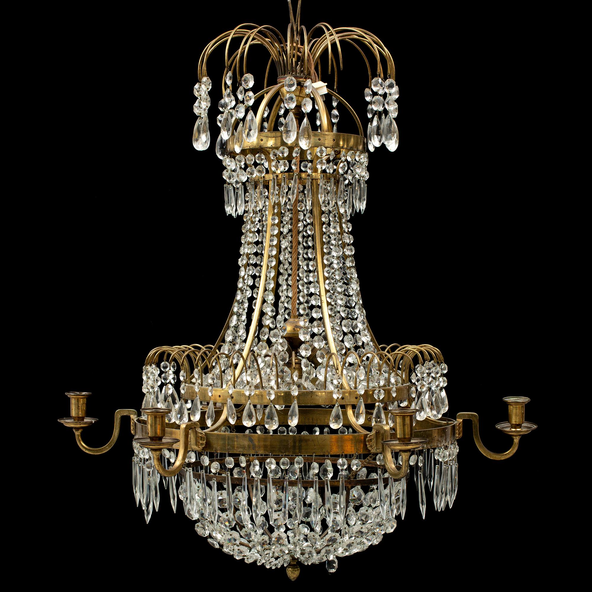A late gustavian style chandelier, early 20th century.