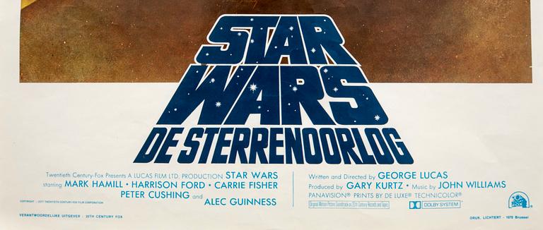 Filmaffisch, "Stjärnornas Krig - Star wars", Belgien  1977.