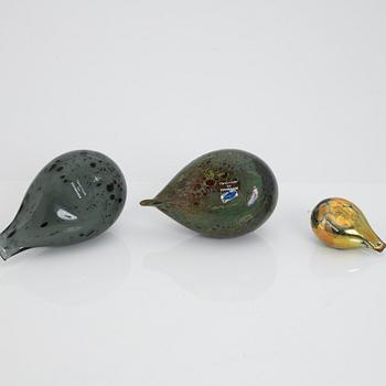 Oiva Toikka, glasfåglar, 3 st, Nuutajärvi Notsjö, Finland.