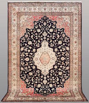 A CARPET, Figural silk Qum, signerad, 300 x 196 cm.