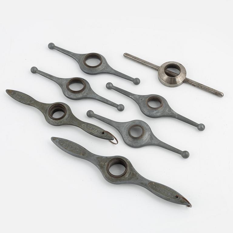 Parti Rolex boettöppnare, "Propeller öppnare", 7 st, ca 1960, "Åke Falk Urhandel".