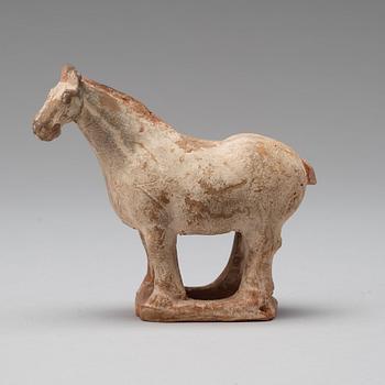 Three pottery scultpures of animals and a herdsman, Tang dynasty (618-906).