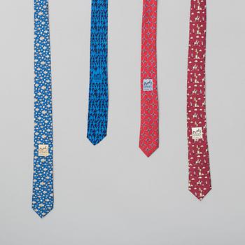 A set of four silk ties by Hermès.