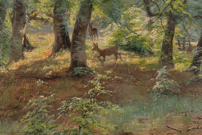 Charlotte Wahlström, Beech forest with deer.