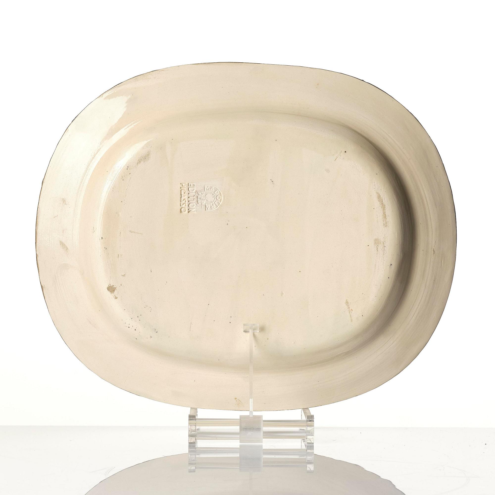 Pablo Picasso, a "Colombe mate" (A.R. 77) faience dish, Madoura, Vallauris, France, post 1948.