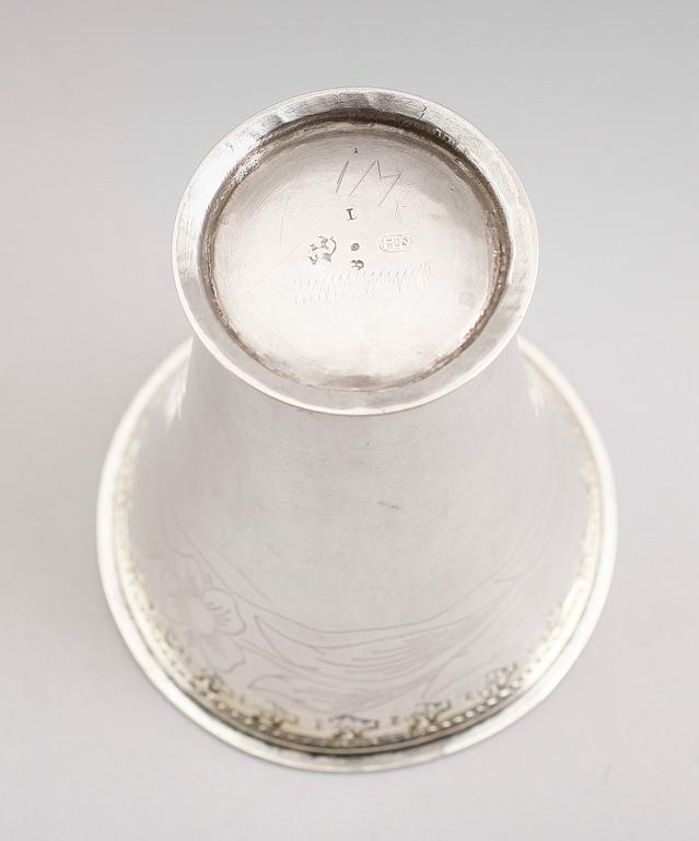 BÄGARE, silver, Henrik Nourin, Norrköping 1769. Vikt ca 95 gram.